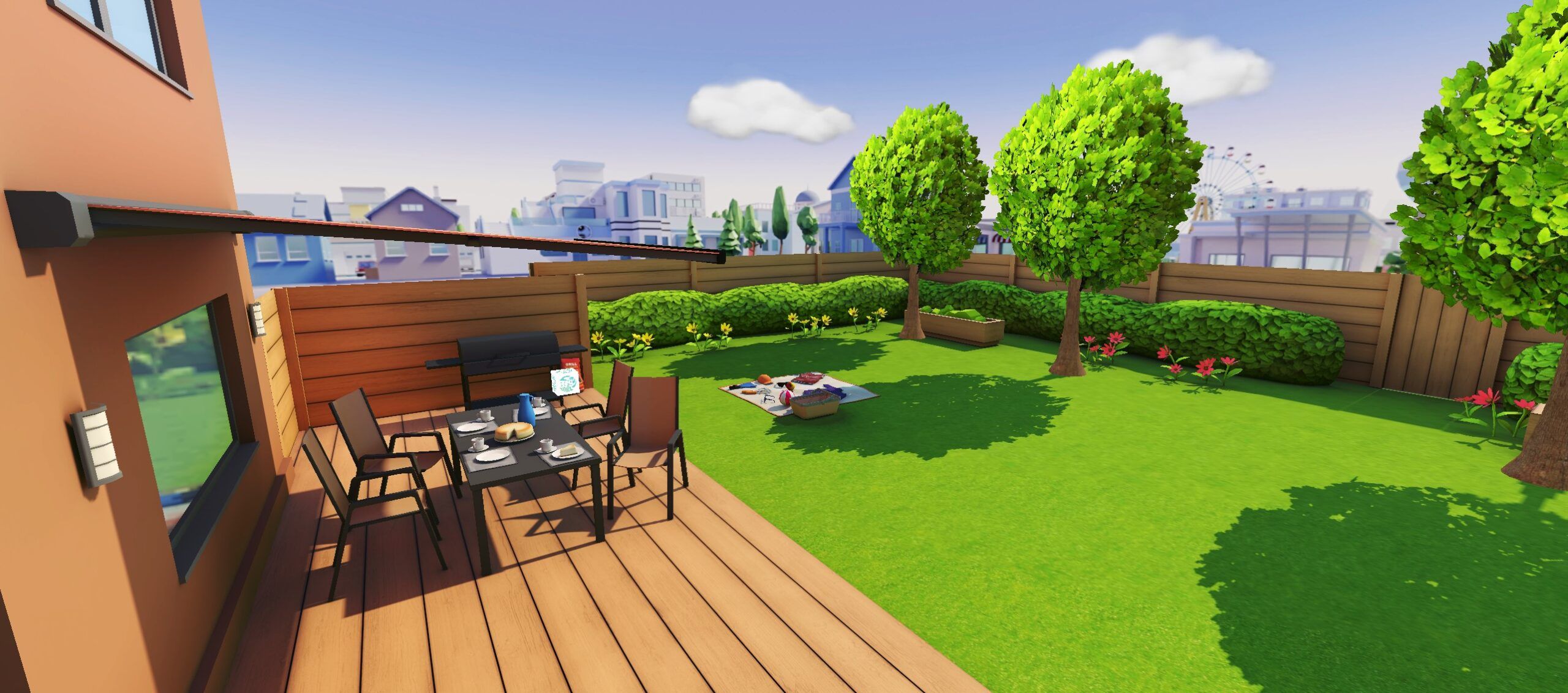 Strahlenschutz mit VR - Garten, Picknickdecke, Sonne